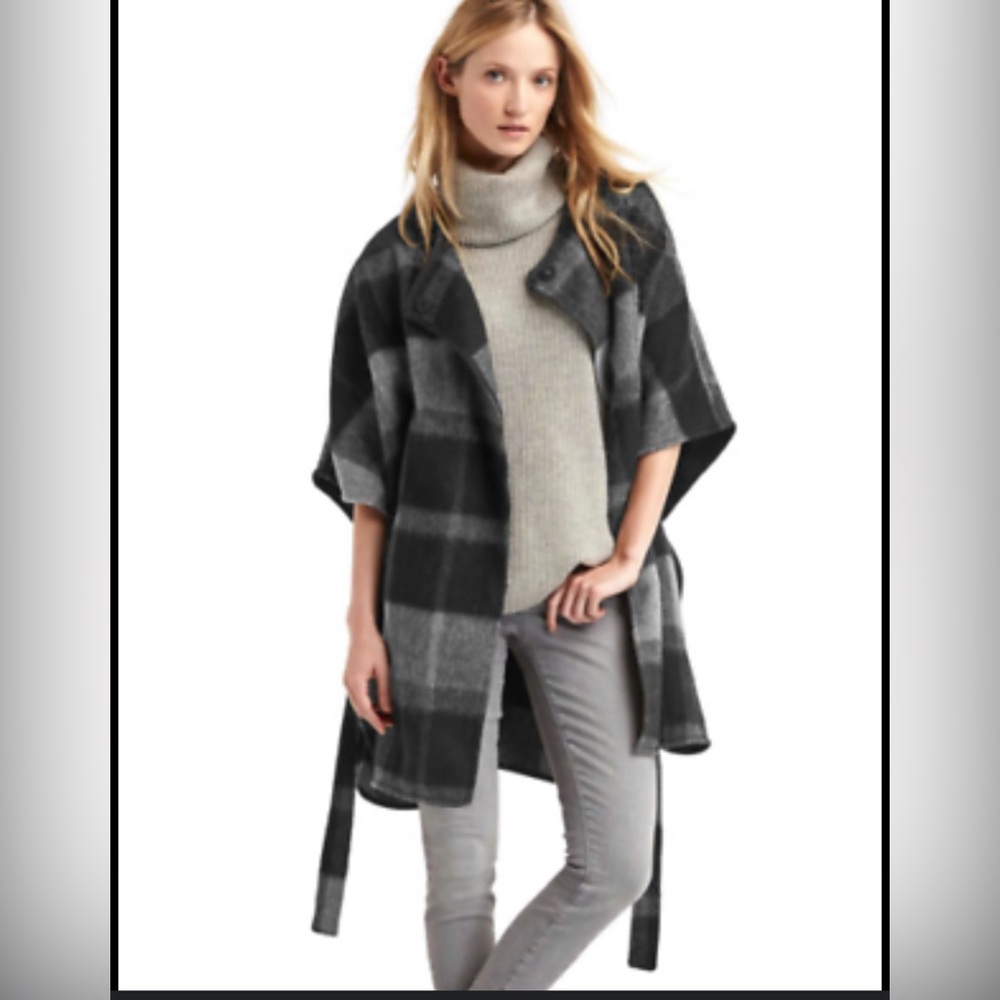 Vintage Gray Mohair and Alpaca Belted Poncho from the Gap